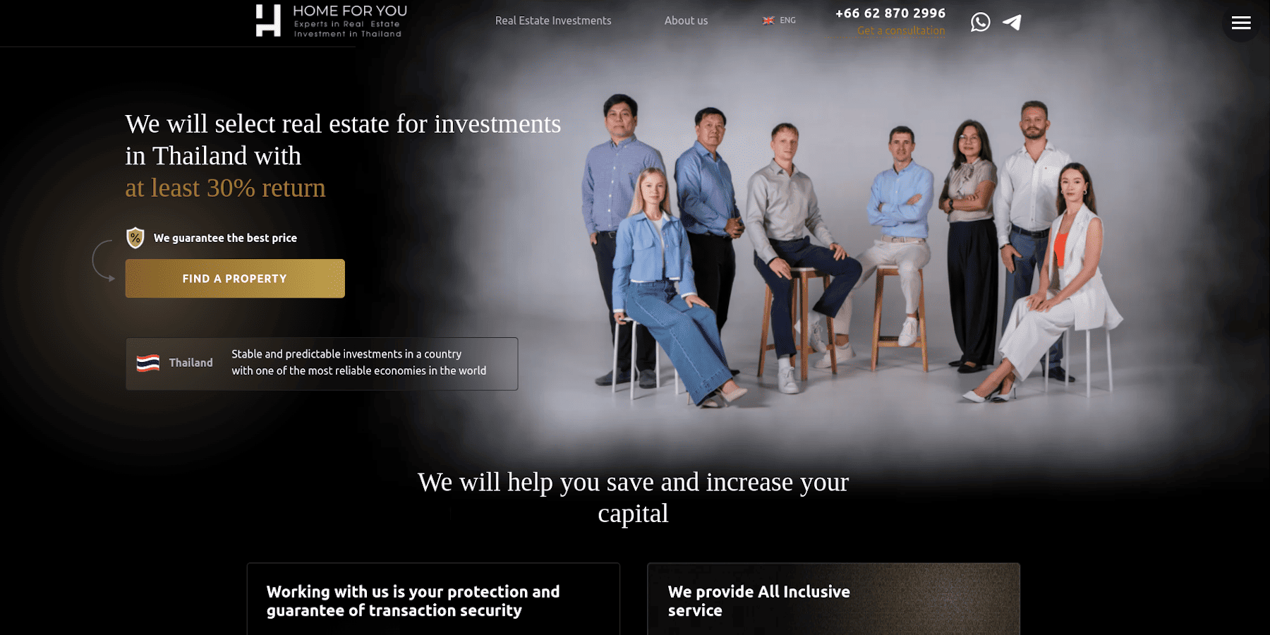 Home For You, real estate landing page in Thailand