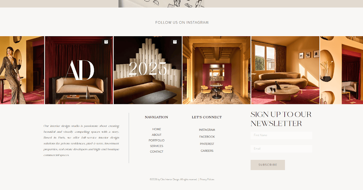 Cléo Interior Design, premium boutique interior design website created by Newton